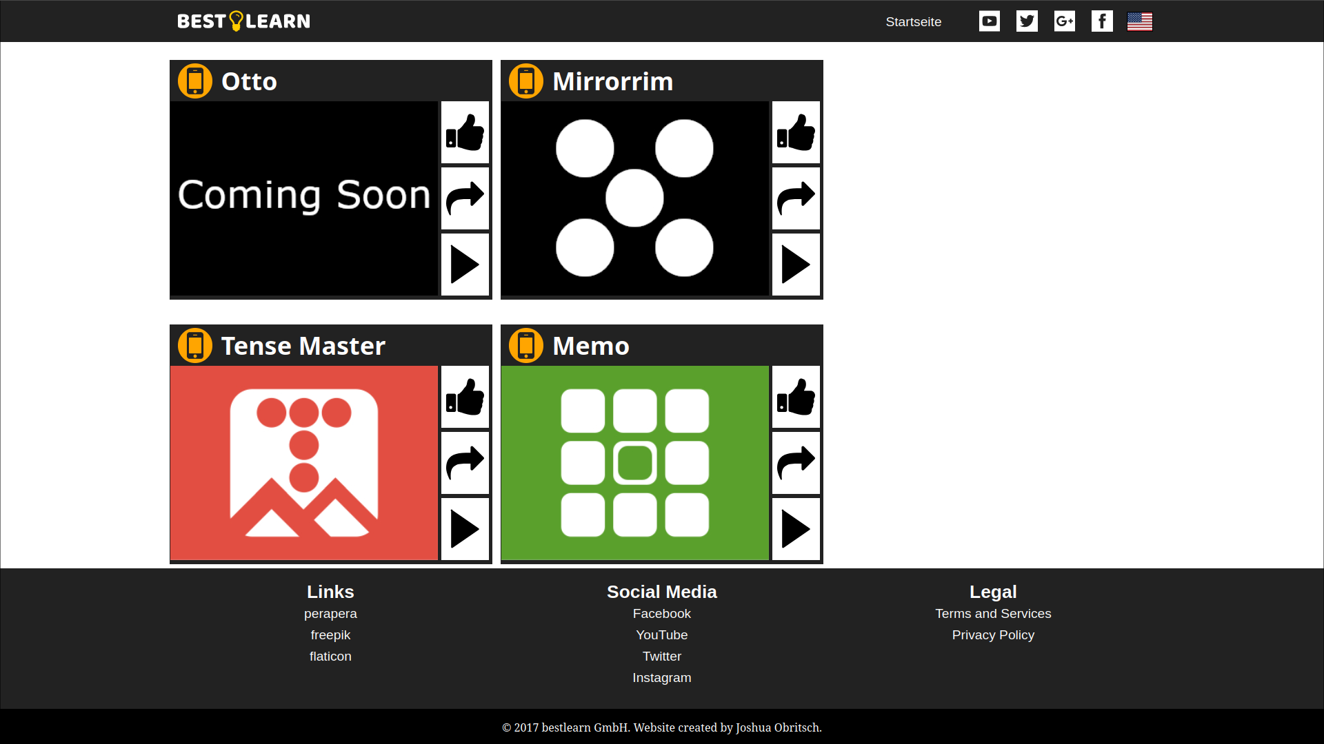 Screenshot showcasing the bottom section of the homepage for the website for Bestlearn
