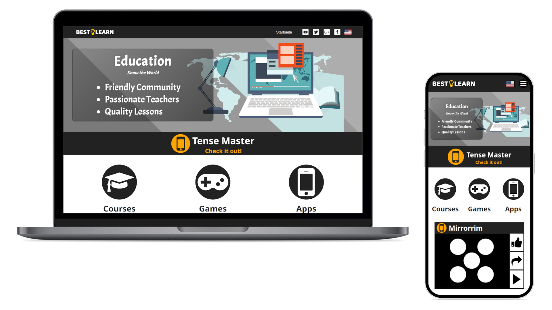 Screenshots showcasing responsive design for the website for Bestlearn